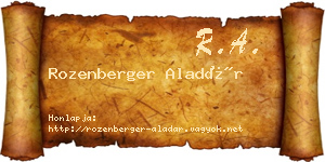 Rozenberger Aladár névjegykártya