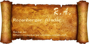 Rozenberger Aladár névjegykártya